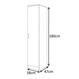 Reflect 1 Door High Gloss Wardrobe - Black, Durable Melamine Finish - Modern Bedroom Storage - Single Door Wardrobe - thumbnail 9