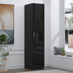 Reflect 1 Door High Gloss Wardrobe - Black, Durable Melamine Finish - Modern Bedroom Storage - Single Door Wardrobe - thumbnail 2