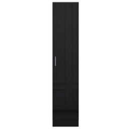 Reflect 1 Door High Gloss Wardrobe - Black, Durable Melamine Finish - Modern Bedroom Storage - Single Door Wardrobe - thumbnail 5
