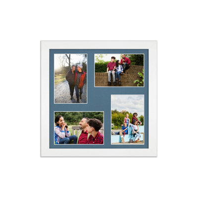 AK Frames 12X12 White Modern Multi Photo Frame With Pompadour Mount - Holds 4 Apertures (4X) 6X4 Photos - image 1