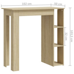 Berkfield Bar Table With Shelf Sonoma Oak 102X50X103.5 Cm Engineered Wood - thumbnail 7