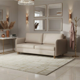 Gaja Living Room Sofa Bed With Hydrophobic Fabric Dl Pull Out Sleep Function Bedding Storage 209X95X100Cm Cream