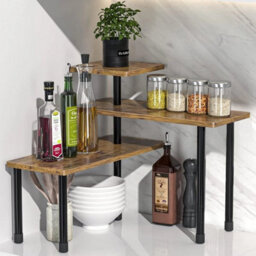 3-Tier Desktop Bookcase Wooden Countertop Organizer Rack Storage Shelf Rack - thumbnail 4
