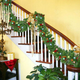 Amorly 9Ft Battery Operated Christmas Garland With Lights, Artificial Greenery Garland With Pine Cones Red Berries, Holiday Ornament - thumbnail 2