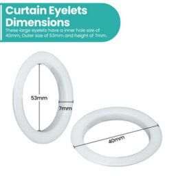 Neel Blue 40mm Curtain Eyelets Round Plastic Eyelets, White - 8Pcs - thumbnail 2