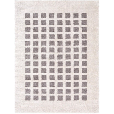 Livabliss Fossay Shaggy-Washable Beige Charcoal Modern Hig Pile Living Bedroom Rug 160 X 213 Cm Easy Care, Non Shedding - image 1