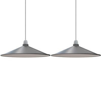 Vintage Grey Metal Lampshade (Set Of 2) Disc Shape Easy To Install For Living Room, Kitchen, Restaurant 40Cm - image 1