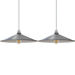 Vintage Grey Metal Lampshade (Set Of 2) Disc Shape Easy To Install For Living Room, Kitchen, Restaurant 40Cm - thumbnail 6