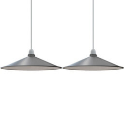 Vintage Grey Metal Lampshade (Set Of 2) Disc Shape Easy To Install For Living Room, Kitchen, Restaurant 40Cm - thumbnail 1