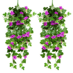 Artificial Wisteria Vine Artificial Plants Fake Flowers Hanging Plant Wall Home Balcony For Decoration 90Cm (Purple - thumbnail 1