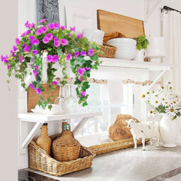 Artificial Wisteria Vine Artificial Plants Fake Flowers Hanging Plant Wall Home Balcony For Decoration 90Cm (Purple - thumbnail 4