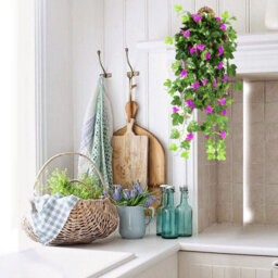 Artificial Wisteria Vine Artificial Plants Fake Flowers Hanging Plant Wall Home Balcony For Decoration 90Cm (Purple - thumbnail 3