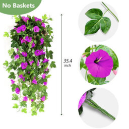 Artificial Wisteria Vine Artificial Plants Fake Flowers Hanging Plant Wall Home Balcony For Decoration 90Cm (Purple - thumbnail 2