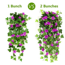 Artificial Wisteria Vine Artificial Plants Fake Flowers Hanging Plant Wall Home Balcony For Decoration 90Cm (Purple - thumbnail 7