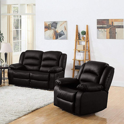 1 Seat + 2 Seat Set Brown Recliner Sofa Leather Bonded Reclining Sofa Suite Sofas Chair D Pro T Homeware