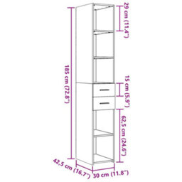 Berkfield Highboard Grey Sonoma 30X42.5X185 Cm Engineered Wood - thumbnail 9