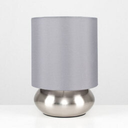 Valuelights Pair Of - Chrome Touch Table Lamps With Grey Shades - Complete With 5W Led Dimmable Candle Bulbs 3000K Warm White - thumbnail 4