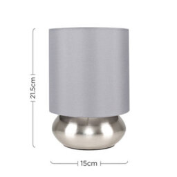 Valuelights Pair Of - Chrome Touch Table Lamps With Grey Shades - Complete With 5W Led Dimmable Candle Bulbs 3000K Warm White - thumbnail 6