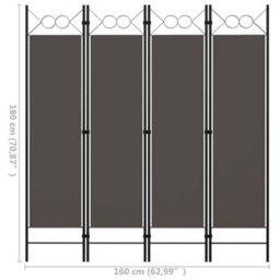 Vidaxl 4-Panel Room Divider Anthracite 160X180 Cm Room Dividers - thumbnail 6
