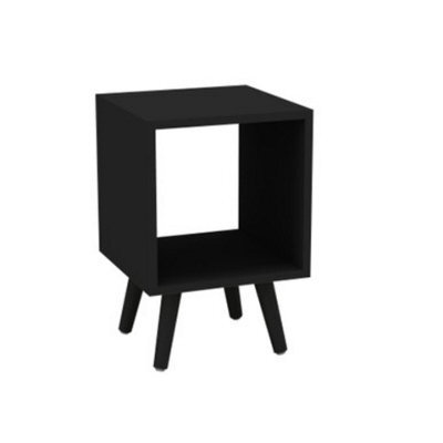 Urbn-Living Urbnliving 30Cm Height Cube Black Wooden Storage Cube Bookcase Scandinavian Style Black Legs Living Room Bedroom - image 1