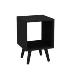 Urbn-Living Urbnliving 30Cm Height Cube Black Wooden Storage Cube Bookcase Scandinavian Style Black Legs Living Room Bedroom - thumbnail 1