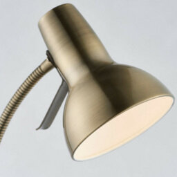 Tall Arched Floor Lamp Antique Brass Free Standing Curved Arm Sofa Reading Light - thumbnail 4