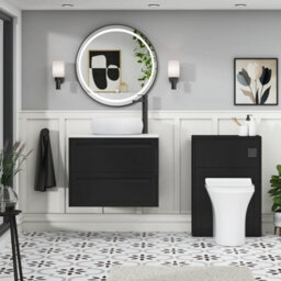Royal Bathrooms Royal Bathroom Elmore 700mm Matt Nocturne Black Wall Mounted Bathroom Vanity Unit 2 Drawer Plain White Worktop With Milan Basin - thumbnail 5