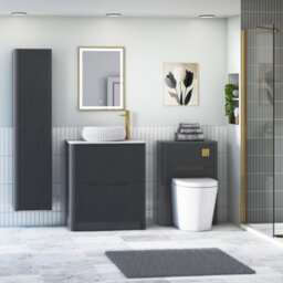 Royal Bathrooms Avenza 700mm Matt Obsidian Black Floor Standing Countertop Bathroom Vanity Unit 2 Drawer With Milan Basin - thumbnail 4