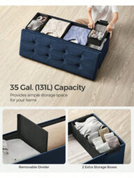 LEDREM Storage Ottoman, Foldable Small Ottoman Foot Rest, 38 X 110 X 38 Cm, Cube Ottoman With Storage, Load Up To 300 Kg - thumbnail 4