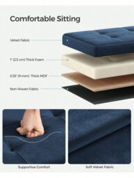 LEDREM Storage Ottoman, Foldable Small Ottoman Foot Rest, 38 X 110 X 38 Cm, Cube Ottoman With Storage, Load Up To 300 Kg - thumbnail 2