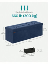 LEDREM Storage Ottoman, Foldable Small Ottoman Foot Rest, 38 X 110 X 38 Cm, Cube Ottoman With Storage, Load Up To 300 Kg - thumbnail 5