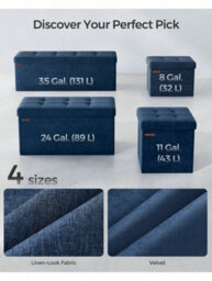 LEDREM Storage Ottoman, Foldable Small Ottoman Foot Rest, 38 X 110 X 38 Cm, Cube Ottoman With Storage, Load Up To 300 Kg - thumbnail 6