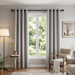 Darphe Glossy Black Adjustable Metal Telescopic Curtain Rod And Brackets 71-121Cm - thumbnail 1