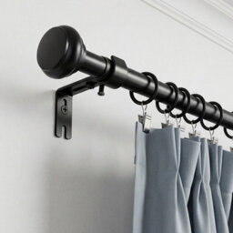 Darphe Glossy Black Adjustable Metal Telescopic Curtain Rod And Brackets 71-121Cm - thumbnail 2