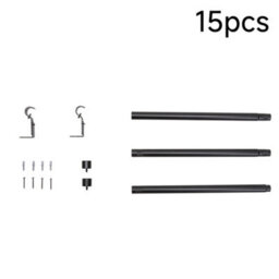Darphe Glossy Black Adjustable Metal Telescopic Curtain Rod And Brackets 71-121Cm - thumbnail 8