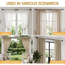 Darphe Glossy Black Adjustable Metal Telescopic Curtain Rod And Brackets 71-121Cm - thumbnail 7