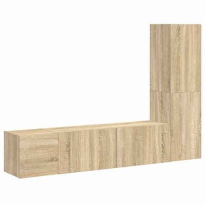 Berkfield Sturdy 3 Piece Tv Cabinet Set Sonoma Oak Engineered Wood - image 1