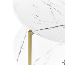 Beliani Glamour Home White And Gold Round Side Table 40 Cm Mdf Top With Shelf - thumbnail 3