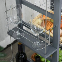 Multi-Use Kitchen Island Trolley Baskets Side Racks Drawer Worktop Grey - thumbnail 4