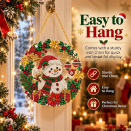 CLEFFNS Diy Christmas Pearl Art Diamond Painting Hanging Pendant Kit Snowman 25Cm Pearl Art Acrylic Ornament, Ideal Handmade Holiday Gift - thumbnail 6