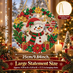 CLEFFNS Diy Christmas Pearl Art Diamond Painting Hanging Pendant Kit Snowman 25Cm Pearl Art Acrylic Ornament, Ideal Handmade Holiday Gift - thumbnail 2