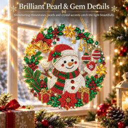 CLEFFNS Diy Christmas Pearl Art Diamond Painting Hanging Pendant Kit Snowman 25Cm Pearl Art Acrylic Ornament, Ideal Handmade Holiday Gift - thumbnail 5