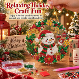 CLEFFNS Diy Christmas Pearl Art Diamond Painting Hanging Pendant Kit Snowman 25Cm Pearl Art Acrylic Ornament, Ideal Handmade Holiday Gift - thumbnail 4