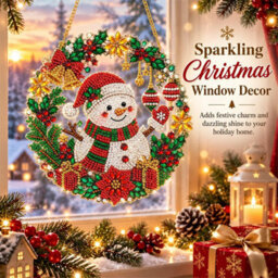 CLEFFNS Diy Christmas Pearl Art Diamond Painting Hanging Pendant Kit Snowman 25Cm Pearl Art Acrylic Ornament, Ideal Handmade Holiday Gift - thumbnail 8
