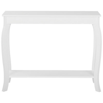 Beliani White Console Table 100 X 30 Cm Modern French Style With Queen Ann Legs - image 1