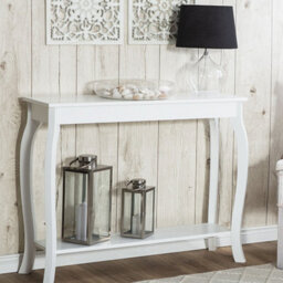 Beliani White Console Table 100 X 30 Cm Modern French Style With Queen Ann Legs - thumbnail 2