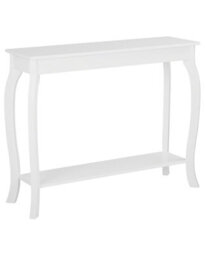 Beliani White Console Table 100 X 30 Cm Modern French Style With Queen Ann Legs - thumbnail 3