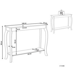 Beliani White Console Table 100 X 30 Cm Modern French Style With Queen Ann Legs - thumbnail 4