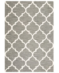 Wyld And Coco Hand-Tufted Grey Wool Rug 140 X 200 Cm Quatrefoil Trellis - thumbnail 1