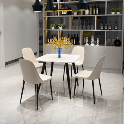 Core Products Aspen White 80Cm Square Dining Table With 4 Calico Plastic Duo Design Chairs - image 1
